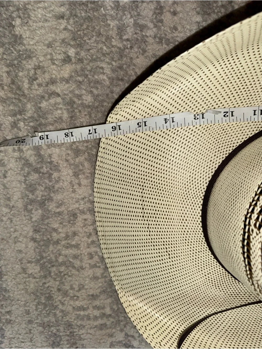 Ariat Cream Straw Hat with Brown Trim and Gold Logo
